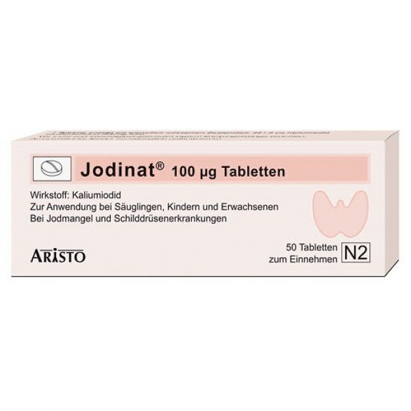Таблетки для профилактики дефицита йода JODINAT 100 μg Tabletten 50 шт Aristo Pharma Таблетки для профилактики дефицита йода JODINAT 100 μg Tabletten 50 шт Aristo Pharma
